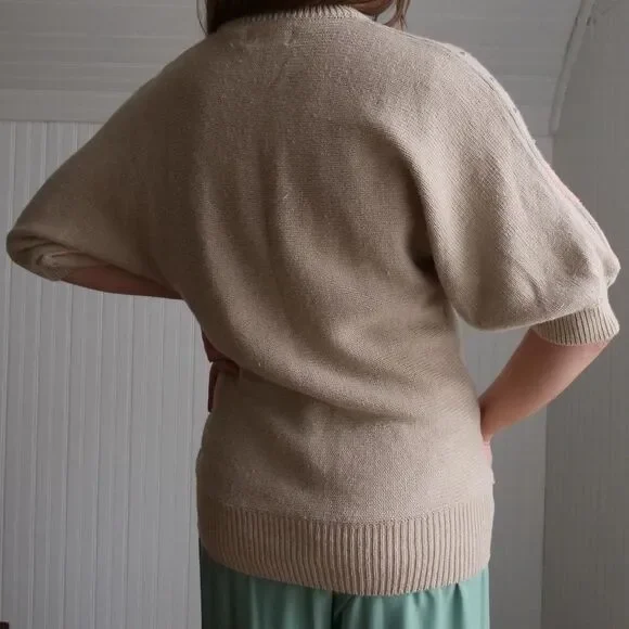 Sweet 80s floral intarsia sequined longline sweater‎ - Picture 2 of 8